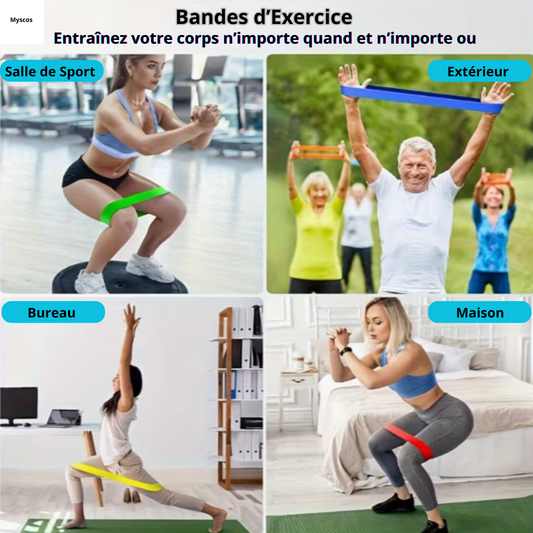 Lot 5 Bandes Élastiques Fitness Yoga Musculation Gym 5 Couleurs Entraînement