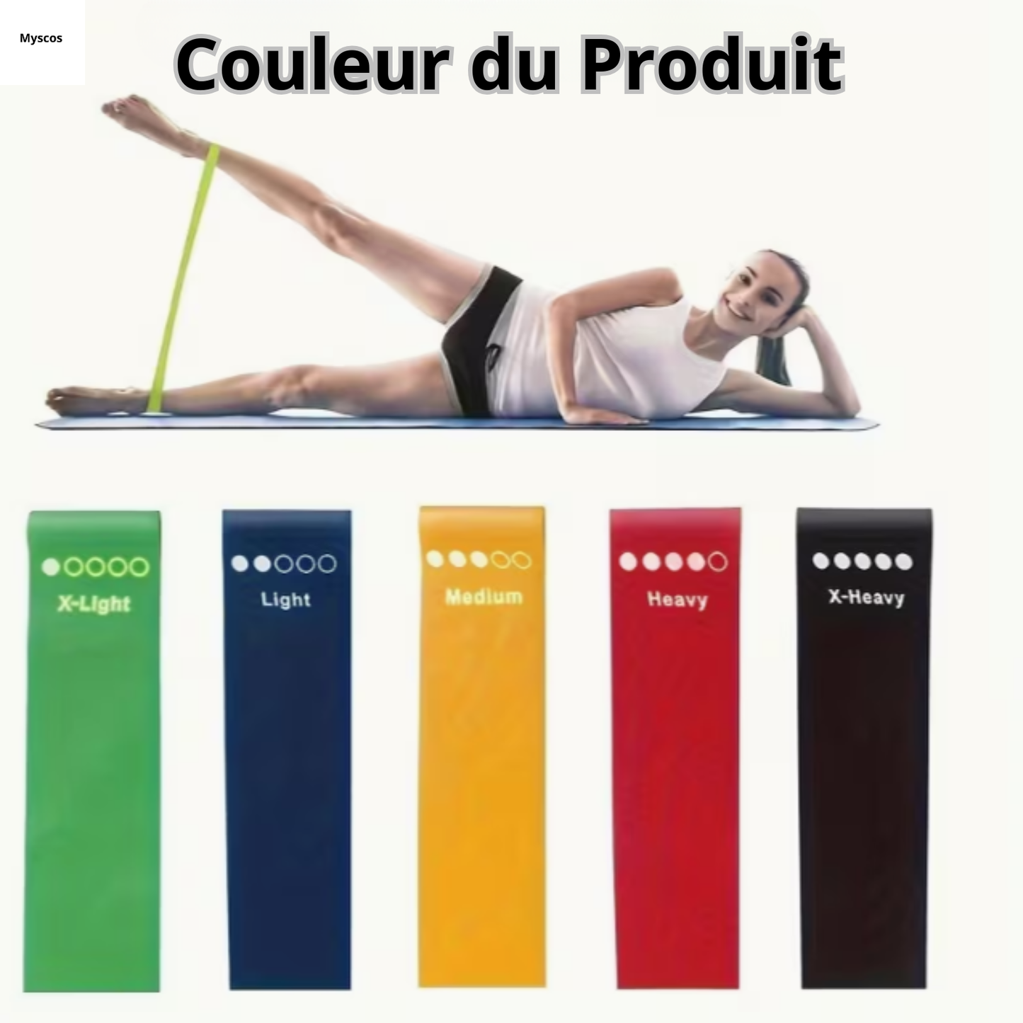 Lot 5 Bandes Élastiques Fitness Yoga Musculation Gym 5 Couleurs Entraînement